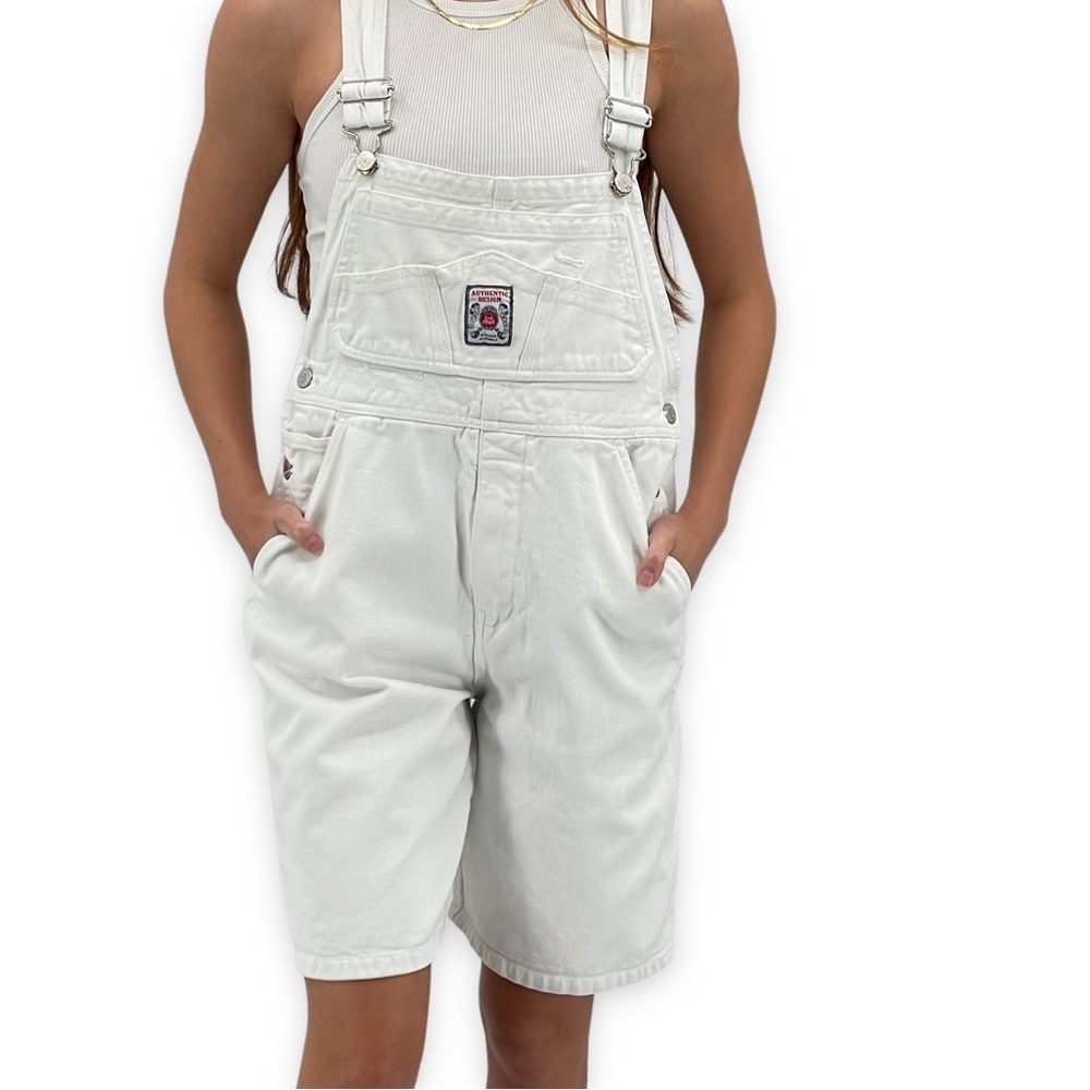 Vintage Y2K GAP Shortalls White Overalls Shorts 100% Cotton | Kids XL Women's XS - Picture 8 of 12